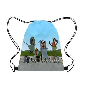 Игры Skibidi Туалетный Человечек Сумка на шнурке Мультяшная сумка на шнурке Дорожная сумка для путешествий Сумка для хранения Полиэстера Рюкзак