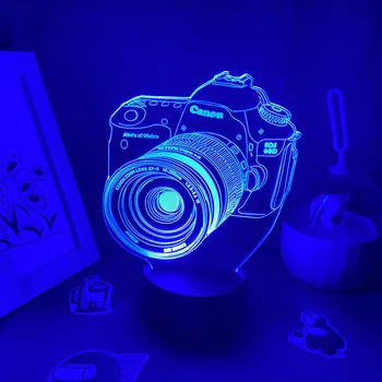 Камера 3D Светодиодные Лампы RGB Креативный Ночник Классный Красочный Подарок для Друзей Прикроватная тумбочка для спальни Декор журнального столика Подарок Фотографа