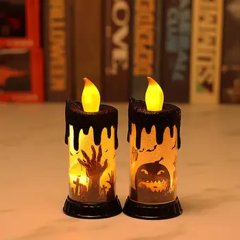 Свечи для Хэллоуина Свечи с зажженной лампой, ужасающие растущие в темноте Декоративные свечи для рук призраков Украшение для Хэллоуина