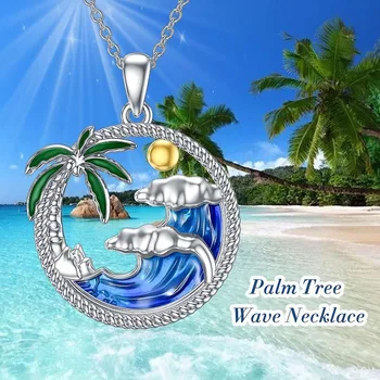 Модное простое ожерелье с подвеской из кокоса в голубом океане Для женщин, роскошные украшения для банкета, подарки на День рождения для влюбленных и друзей