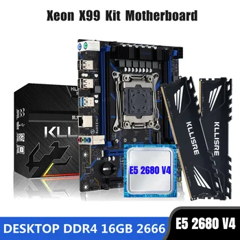 Комбинированный комплект материнской платы Kllisre X99 LGA 2011-3 Xeon E5 2680 V4 CPU DDR4 16 ГБ (2ШТ 8G) Настольной памяти 2666 МГц