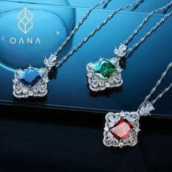 Ожерелье из стерлингового серебра с квадратным бриллиантом 10 *12 мм, женская цепочка для ключиц S925, модные ювелирные изделия высокого класса