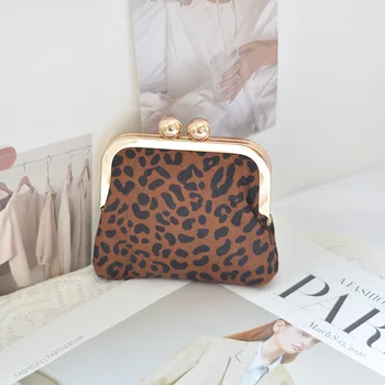 Войлочная сумка Мини-сумка для ужина с леопардовым рисунком для женщин 2023, Осенний новый кошелек с мехом Zero, модная сумка через плечо