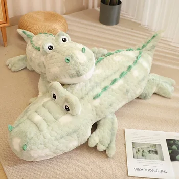 Подушка из крокодиловой кожи, Свежая Милая Зеленая Дизайнерская подушка с милым животным, подарок для детей, Диван-кресло, Длинное Постельное белье, украшение