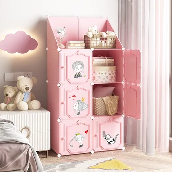 Шкаф для хранения, толстый переносной шкаф-купе, мультяшный шкаф для детей дома, простой индивидуальный шкаф для одежды в спальне