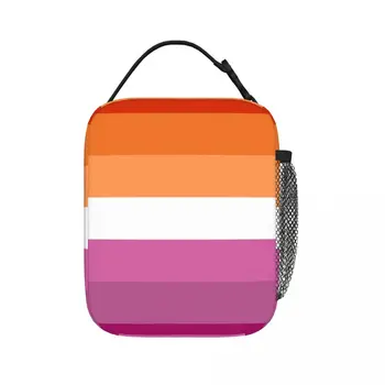 Новый Лесбийский флаг, Расширенные изолированные сумки для ланча, портативные сумки для пикника, термальный ланч-бокс, сумка для ланча для женщин, работы, детей, школы