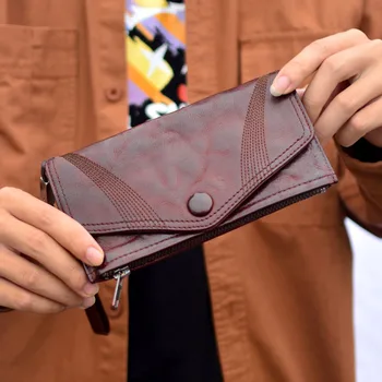 AETOO Новая обложка в стиле ретро простого шитья длинный кошелек для водительских прав мужской кожаный зажим для денег