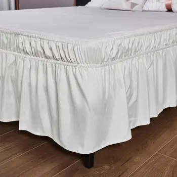Пружинный чехол для коробки Роскошная эластичная юбка для кровати, легкая посадка, не выцветающие оборки, Шелковистая обертка вокруг кроватей размера 