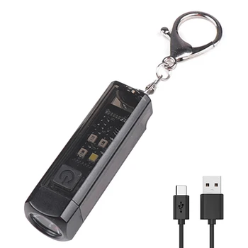 Светодиодный мини-фонарик USB-зарядка IPX4 Водонепроницаемый Компактный фонарик 7 режимов освещения Индикатор питания для кемпинга пеших прогулок чрезвычайных ситуаций