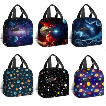 3D Galaxy Space Stars Изолированная сумка для ланча, Космическая Планета, Сумки для хранения еды Астронавта, Портативные Школьные Ланч-боксы для пикника