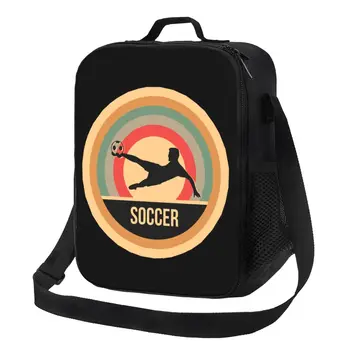 Винтажный футбольный подарок для футболистов, изолированная сумка для ланча для женщин, термоохладитель, ланч-бокс, Пляжный кемпинг, путешествия
