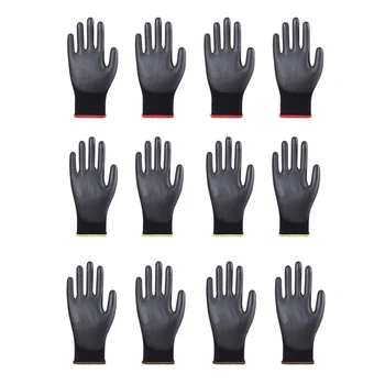 12 Пар дышащих пыленепроницаемых перчаток для уборки, рабочие перчатки с защитным покрытием, механические рабочие перчатки с покрытием ладоней