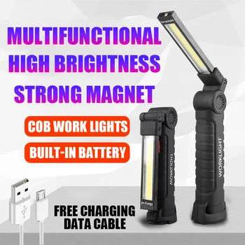 Новый портативный светодиодный фонарик COB, USB-перезаряжаемый рабочий фонарь, Магнитная подвесная лампа Lanterna со встроенным аккумулятором, походный фонарь