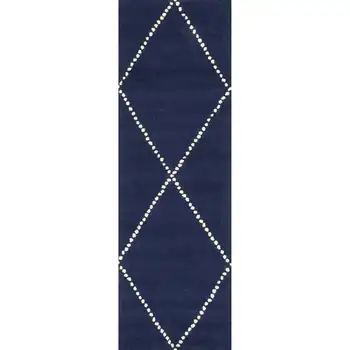 Шерстяной коврик с ромбовидной решеткой, 2 x 6 дюймов, темно-синий