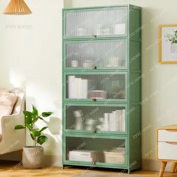 Простые бамбуковые кухонные шкафы для домашней мебели Напольный шкафчик для хранения микроволновой печи Многослойные шкафы с дверцами