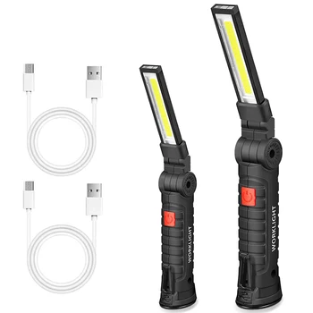 Новый светодиодный фонарик COB, Магнитный рабочий фонарь, USB-перезаряжаемый фонарик, крючок, портативный фонарь, инспекционный фонарь, лампа для ремонта автомобиля в кемпинге