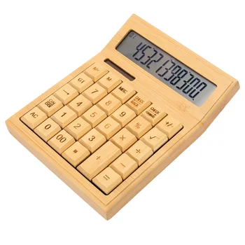 Бамбуковый калькулятор на солнечной батарее Экологичный функциональный калькулятор с 12-битным цифровым ЖК-экраном для школы