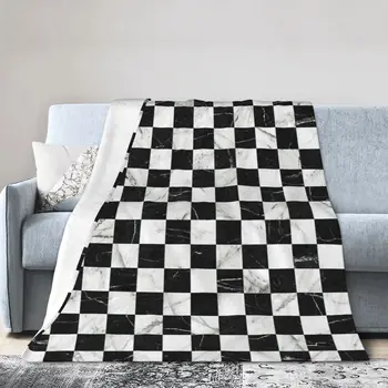 Мраморный шахматный узор - черно-белое постельное одеяло, фланелевое одеяло, фланелевое одеяло, одеяло для кондиционирования воздуха