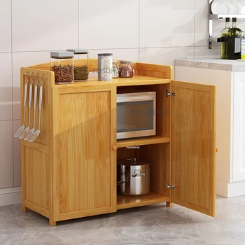 Скандинавские Бамбуковые Кухонные шкафы для кухонной мебели, буфет, Многофункциональная Многослойная площадка, Многофункциональный Бытовой шкаф