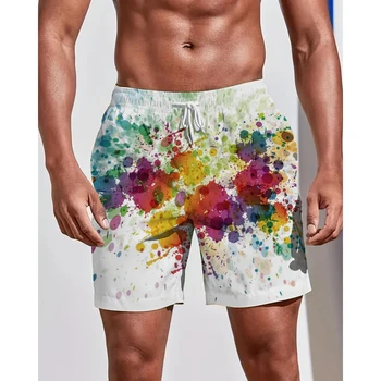 Мужские пляжные брюки для плавания, удобные, быстросохнущие, модные, молодежные, свободные, мужские Летние сезоны, шорты с рендерингом, 3D-печать с граффити