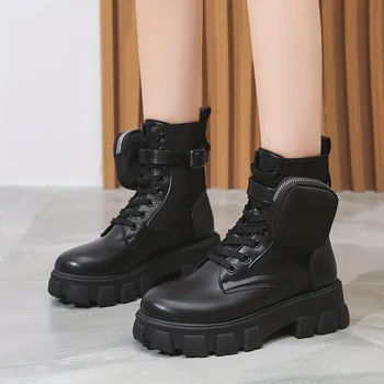 Женские армейские ботинки по щиколотку с чехлом, модные уличные короткие ботинки на шнуровке, Универсальные нескользящие ботинки