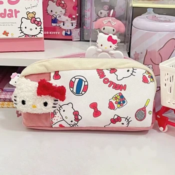 Sanrio Hello Kitty Большая Вместительная Мультяшная Милая сумка для ручек Студенческая Высококачественная коробка для канцелярских принадлежностей Школьные принадлежности Рождественский подарок