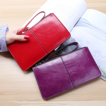 Женский винтажный кошелек, кожаный кошелек-клатч на молнии, женский кошелек для монет большой емкости, женская сумка-браслет, сумка-держатель для карт, сумка