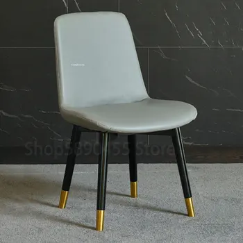 Современный кожаный обеденный стул Минималистичная ресторанная мебель Клубные гостиничные стулья Дизайнерские креативные кухонные стулья со спинкой для отдыха