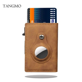 Кошелек TANGMO Smart Air Tag с защитой от RFID, держатель для кредитных карт, денег, автоматический всплывающий мини-алюминиевый кошелек Airtag Case Cover