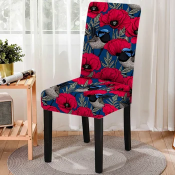 Эластичный чехол для обеденного стула с цветочным принтом розы, красный чехол для стула с цветочным рисунком, чехол для кухонного стула, домашний декор отеля
