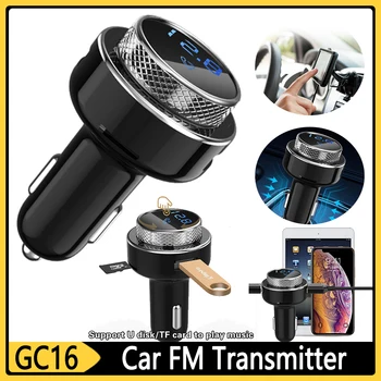 Автомобильный FM-передатчик GC16, Беспроводная Громкая связь Bluetooth 5,0, MP3-плеер, 2 USB QC3.0, Быстрое Зарядное Устройство, Аудиоприемник Громкой связи, Автомобильный Комплект