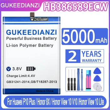 Аккумулятор для Телефона GUKEEDIANZI HB386589ECW 5000 мАч Для Huawei P10 Plus Honor 8X View 10 V10 Mate 20 Lite Nova 3 4 Батарейки Инструмент