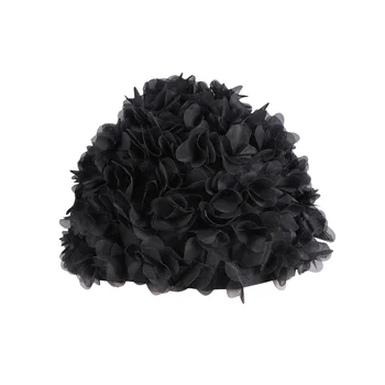 Модная шапочка для плавания в форме 3D цветочных лепестков для взрослых, черная