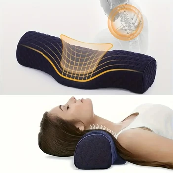 Подушка Для шеи Уход за шеей, удобная хлопковая подушка с эффектом памяти, успокаивающая плечо и шею, подходит для путешествий или кемпинга в любом месте