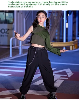 Одежда в стиле хип-хоп для девочек-подростков, Kpop Наряд, костюм для джазовых танцев, жилет с одним рукавом, Брюки-карго, одежда для уличных танцев