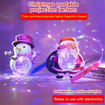 Рождественский портативный светящийся фонарь, светодиодная проекционная лампа, Санта-Клаус, Снеговик, Звезда, Звездная сфера, Игрушки, украшение комнаты, Детский подарок