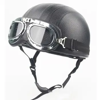мотоцикл, скутер, шлем из искусственной кожи с открытым лицом, винтажные очки с солнцезащитным козырьком H0Qr2