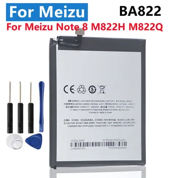 100% Оригинальный Аккумулятор BA822 3600mAh Для Meizu Note 8 Note8 M822H M822Q Smart Mobile Phone Replacement Battery + Инструменты